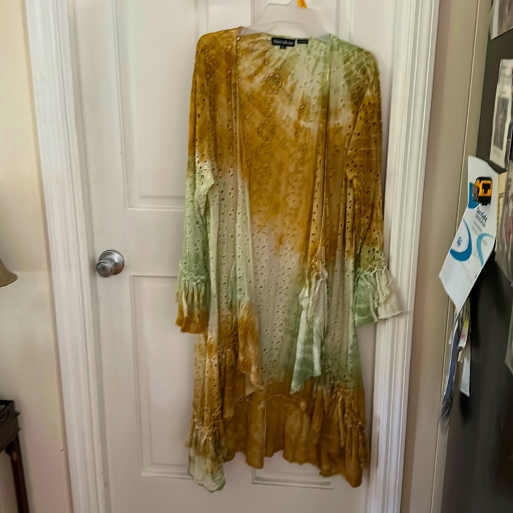 bohemian fashion, jacket or swimsuit cover - thin eyelet, tassels and ruffles